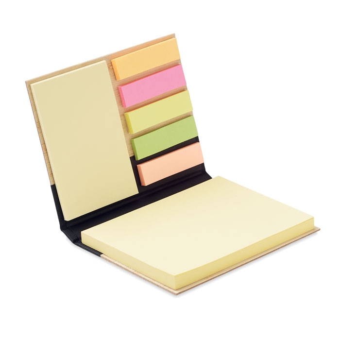 Sticky notes with bamboo cover